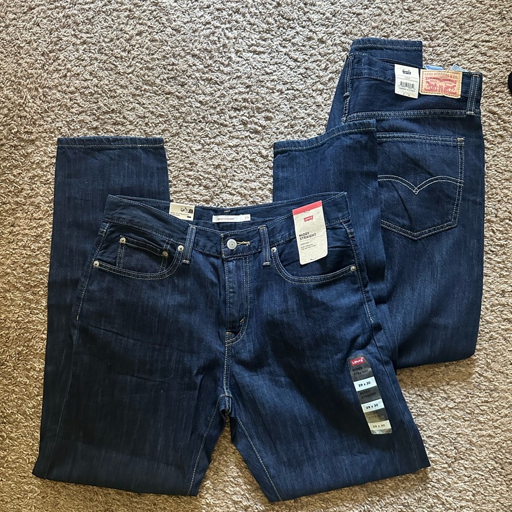 NEW Levi’s middy straight jeans in dark wash 2 pairs 
29X30